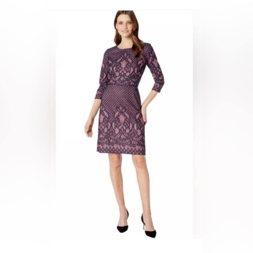 Gabby Skye Women's Elbow-Sleeve Mock-neck Lace Fit-and-Flare Dress size 14W